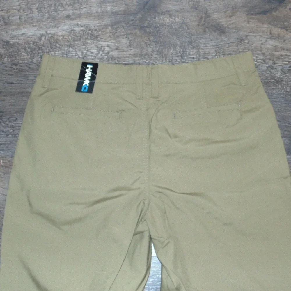 Tony Hawk Flat Front Shorts Mens 33 Khaki Tan New Solid Poly Viscose Skate